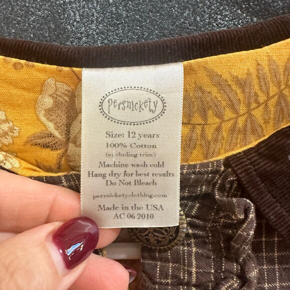 Persnickety Jacket 100% Cotton Long Sleeve Brown Yellow Made in USA Size 12Y - Picture 5 of 6